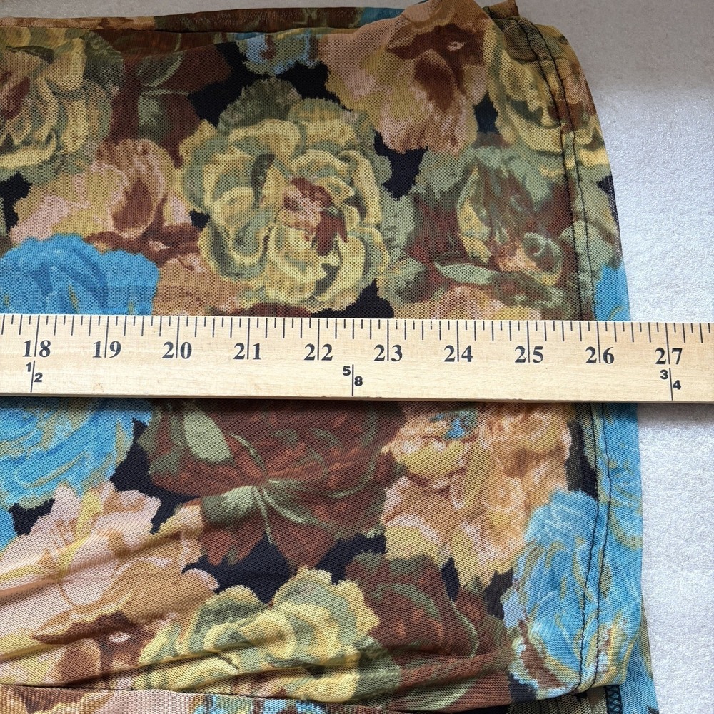 Jane Delancey Mesh Floral Shirt Women XL Blue Yellow Rose Button Up Whimsigoth - Picture 10 of 12